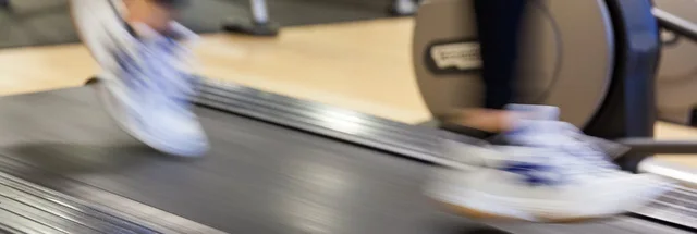 Feet in motion on a treadmill